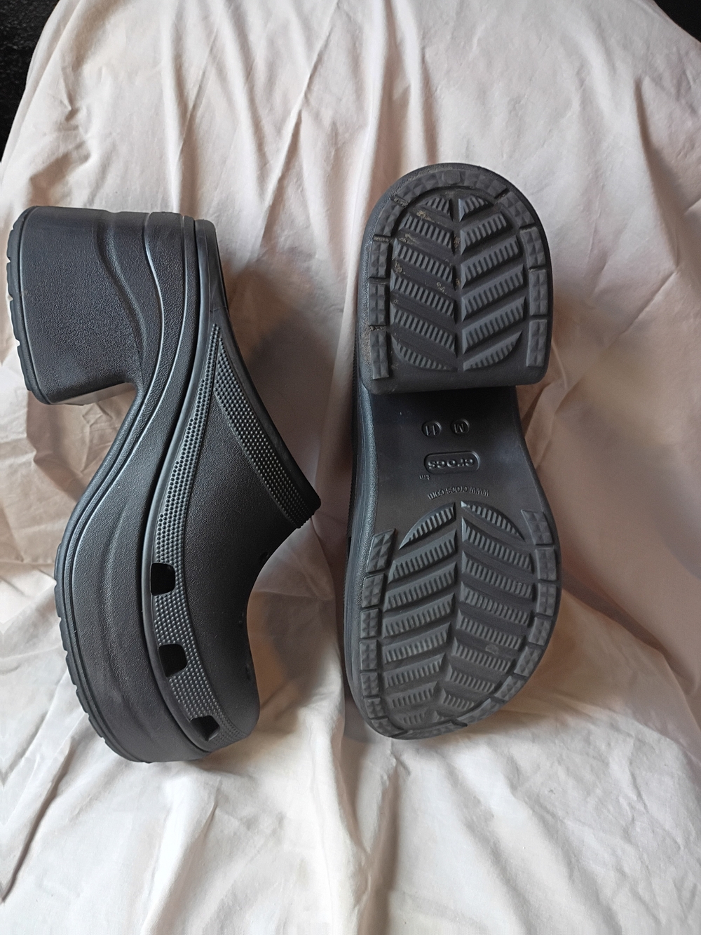 CROCS Black Platform Clog Heels